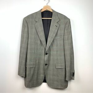 Canali Blazer Wool 2 Buttons Houndstooth Black White Sz 54R Italy Elegant